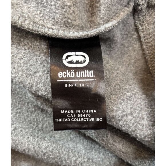 Ecko Unltd. Gray Pullover Hoodie W/ Kangaroo Zipper Pocket & Graphic Logo Size M - Picture 4 of 7
